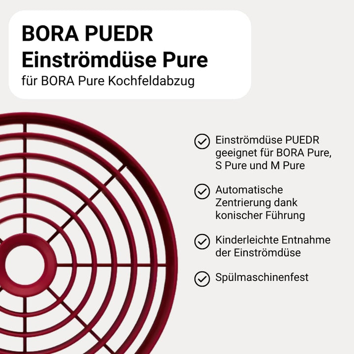 BORA PUEDB Original Einströmdüse Rot für PURE, Dunstabzug, Kochfeld Zubehör, Rot