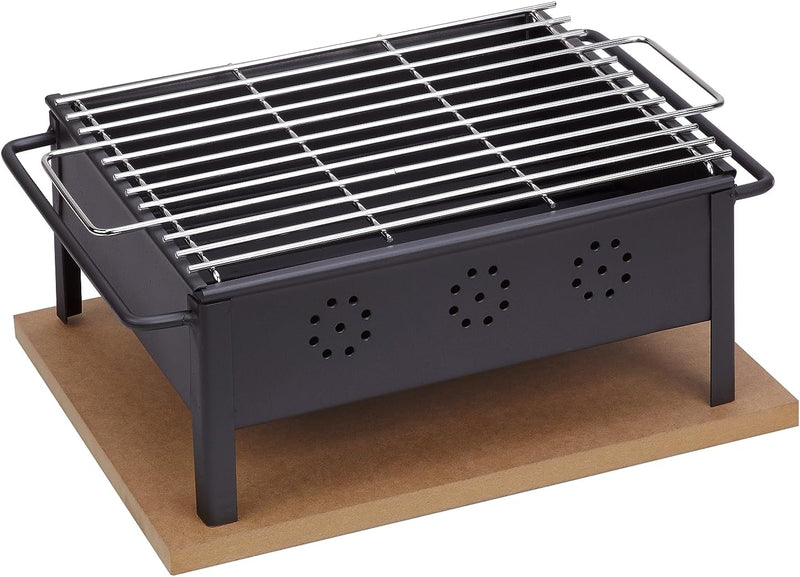 Sauvic 02906-Tischgrill mit Grillrost aus Edelstahl 30 x 25 cm, schwarz