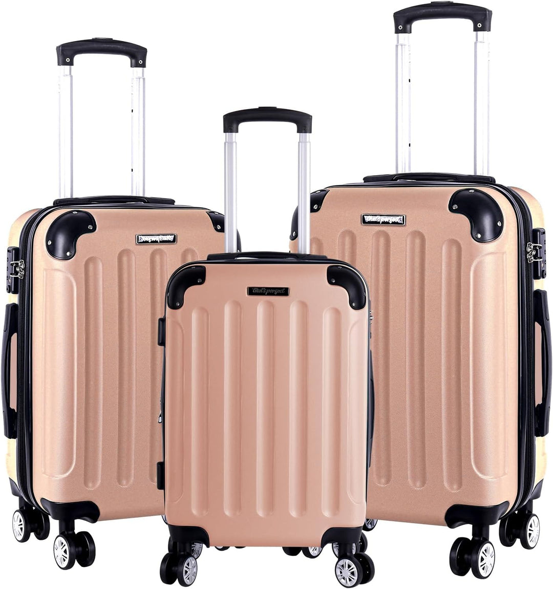 3er Kofferset - Robuste ABS- Hartschalenkoffer, TSA-Zahlenschloss, erweiterbare Kapazität - in M, L,