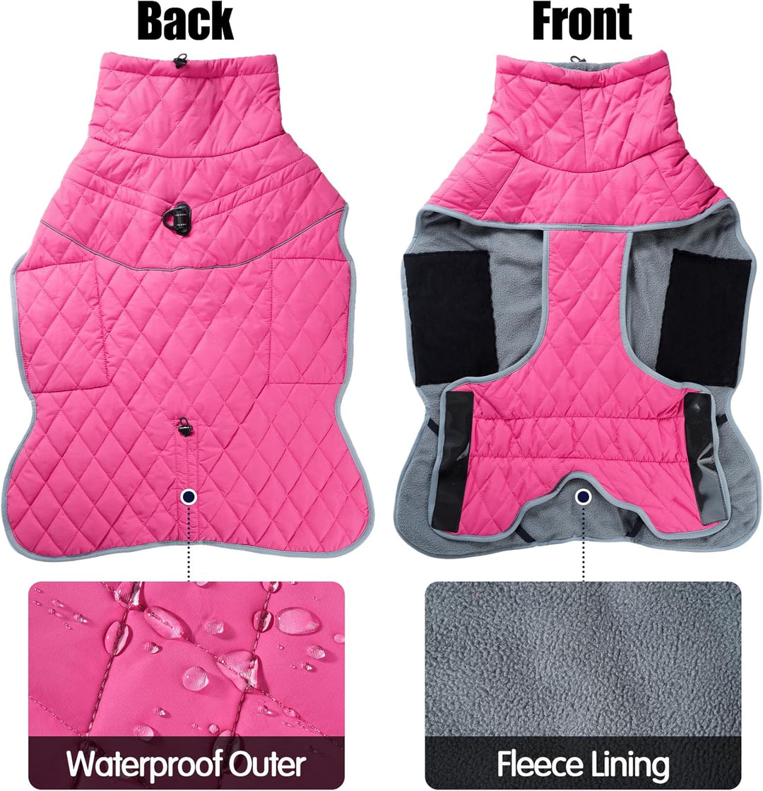 HEYWEAN Hundemantel Winter Wasserdicht Hundejacke mit D-Ring Warm Mantel Hund Fleece Hundepullover R