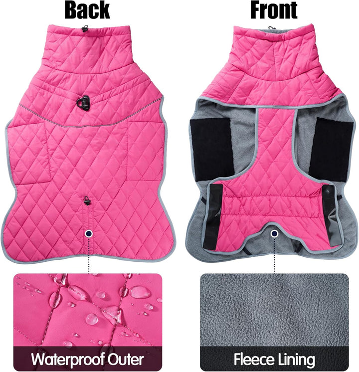 HEYWEAN Hundemantel Winter Wasserdicht Hundejacke mit D-Ring Warm Mantel Hund Fleece Hundepullover R