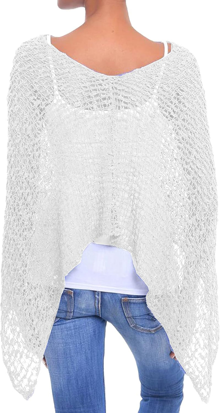 JOPHY & CO. Damen-Poncho aus Netzstoff, Strickoptik, schulterfrei, für Sommer und Frühling, leicht u