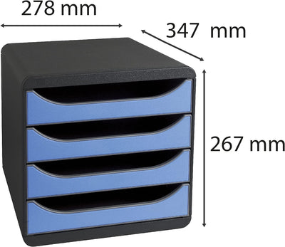 Exacompta 310779D Premium Ablagebox mit 4 Schubladen für DIN A4+ Dokumente. Belastbare Schubladenbox