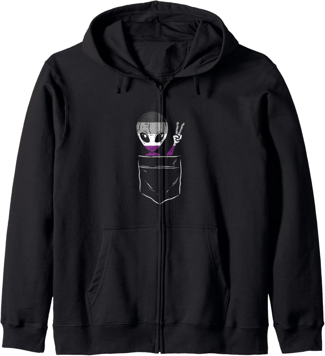 Allien In Pocket Waving LGBTQ Asexual Flag Ace Pride Ally Kapuzenjacke