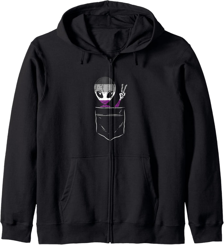 Allien In Pocket Waving LGBTQ Asexual Flag Ace Pride Ally Kapuzenjacke