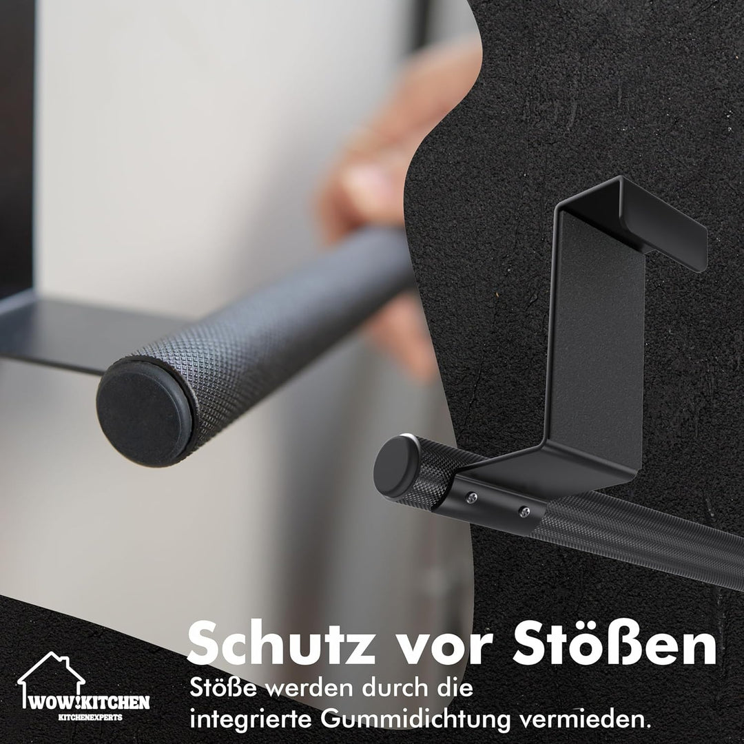 Wow!Kitchen® Handtuchhalter ohne Bohren, Handtuchhalter Schwarz, Stilvoller Edelstahl Handtuchhalter