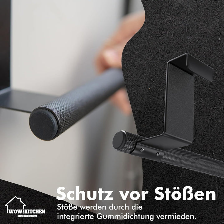 Wow!Kitchen® Handtuchhalter ohne Bohren, Handtuchhalter Schwarz, Stilvoller Edelstahl Handtuchhalter