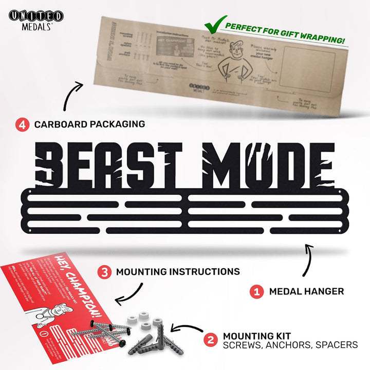 United Medals Beast Mode Medaillenhalter Stahl | Medaillen Aufhänger | Medal Hanger Holder Display R