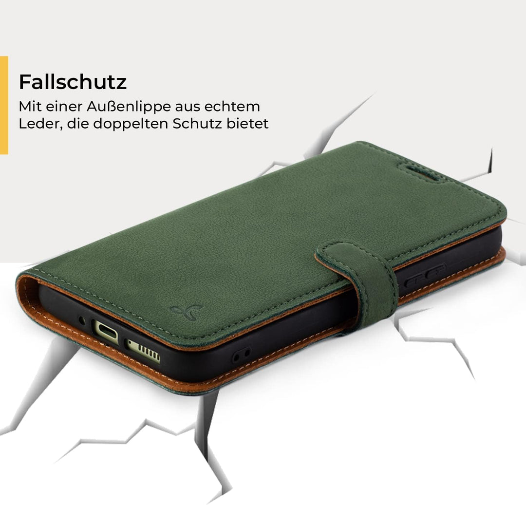 Snakehive Samsung Galaxy A34 Hülle Leder - Stylische Handyhülle mit Kartenhalter & Standfuss - Handy
