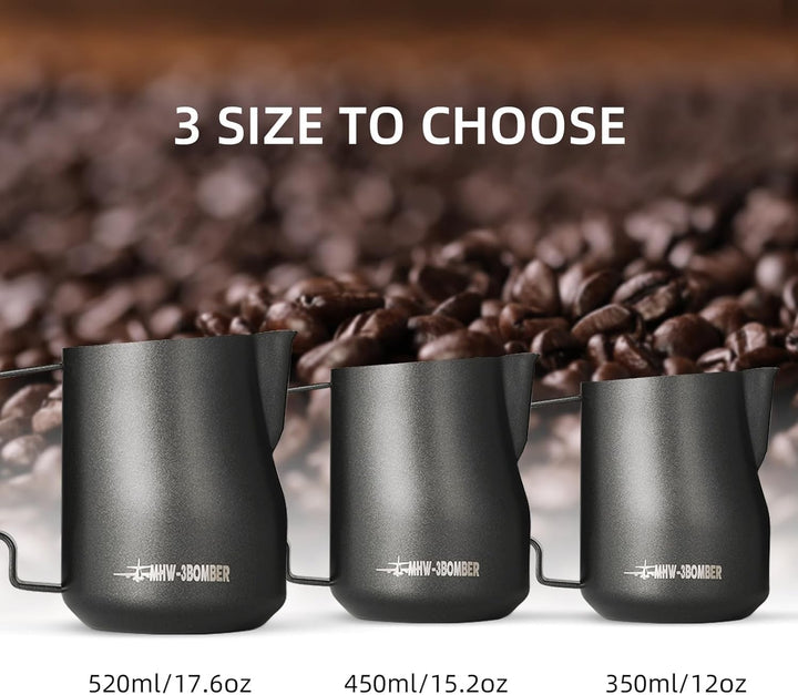 MHW-3BOMBER 450ml(15oz) Milchkännchen Milchkanne Profi, 15oz Milchkännchen Edelstahl für Espresso, C