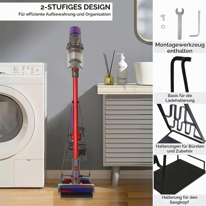MAGIC SELECT Staubsaugerständer Kompatibel mit Dyson V15, V6, V7, V8, V10, V11. Bodenregal aus Metal
