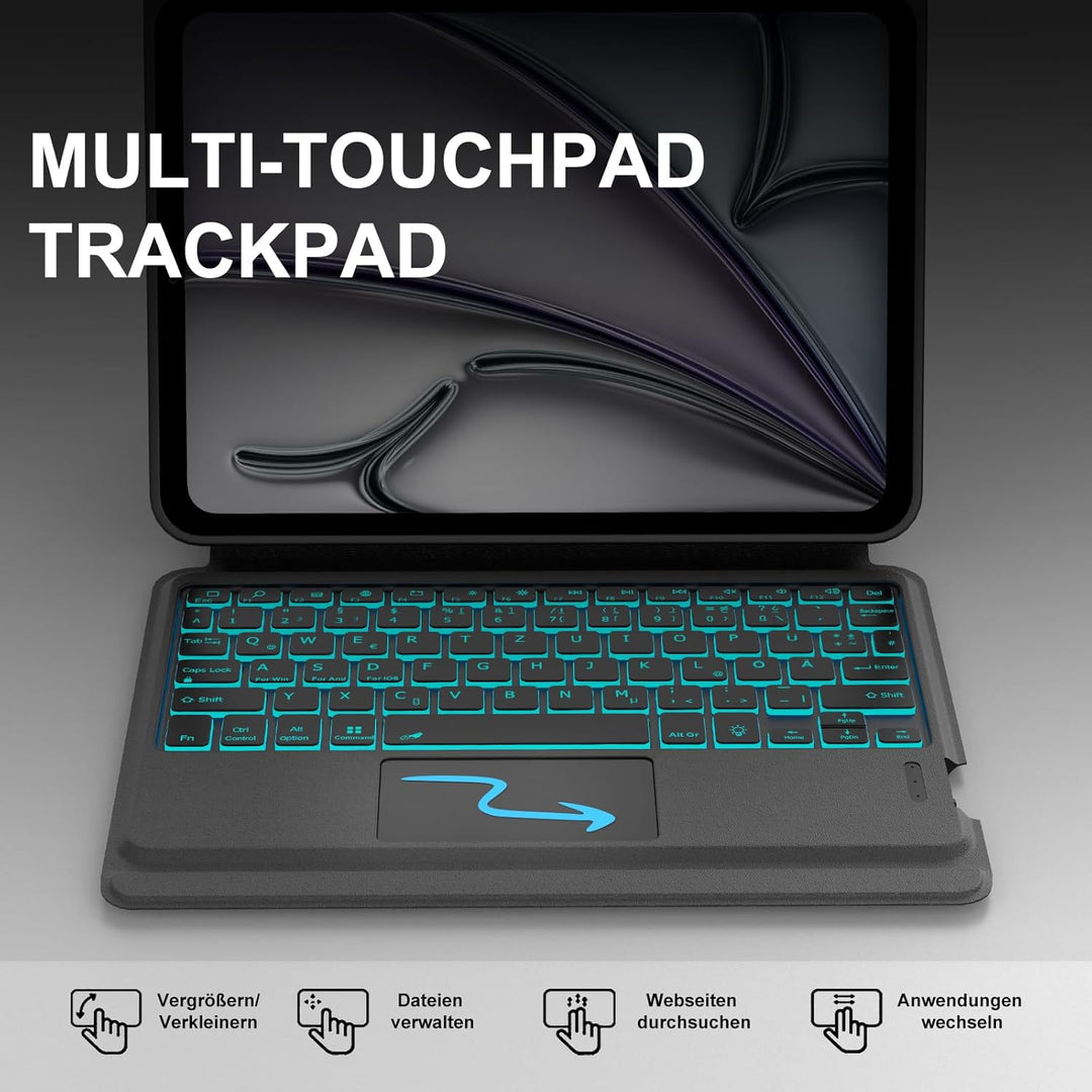 IVEOPPE Hülle mit Tastatur für iPad Air 13 Zoll 2025 M3/2024 M2, QWERTZ Deutsch Bluetooth, 7-Farbige