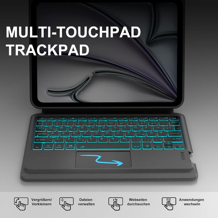 IVEOPPE Hülle mit Tastatur für iPad Air 13 Zoll 2025 M3/2024 M2, QWERTZ Deutsch Bluetooth, 7-Farbige
