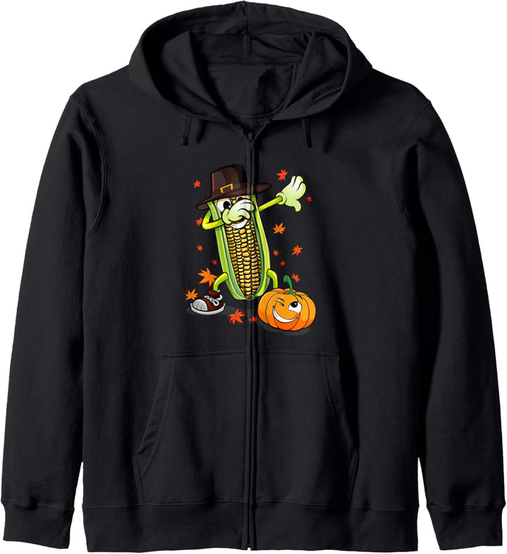 Dabbing Thanksgiving Pilgrim Corn & Dancing Pumpkin In Fall Kapuzenjacke