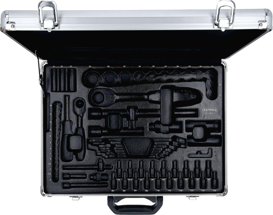 KS Tools 911.0670-99 Aluminium-Leerkoffer (ohne Inhalt) für 1/4"+1/2" Steckschlüssel-Satz, 70-tlg. [