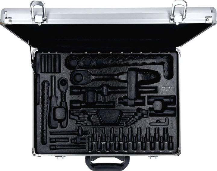 KS Tools 911.0670-99 Aluminium-Leerkoffer (ohne Inhalt) für 1/4"+1/2" Steckschlüssel-Satz, 70-tlg. [