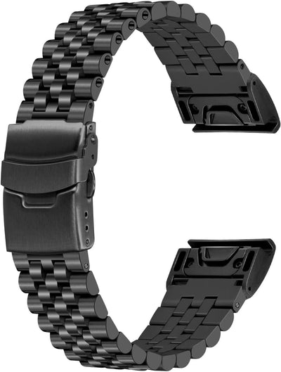 YISIWERA Tapered Edelstahl Uhrenarmband 26mm Compatible for Fenix 6X 5X Plus Screw Fix Strap Compati