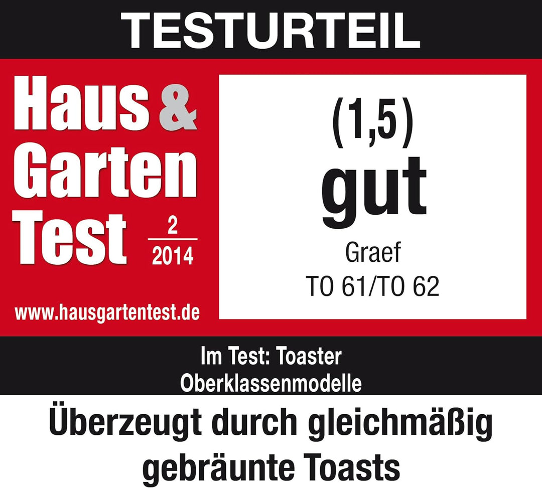 Graef TO63EU TO 63 2-Scheiben Toaster, Kunststoff, Rot, 27.3 x 17.8 x 19.5 cm Single, Single