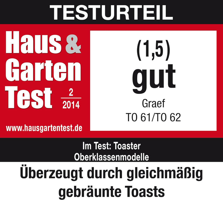 Graef TO63EU TO 63 2-Scheiben Toaster, Kunststoff, Rot, 27.3 x 17.8 x 19.5 cm Single, Single