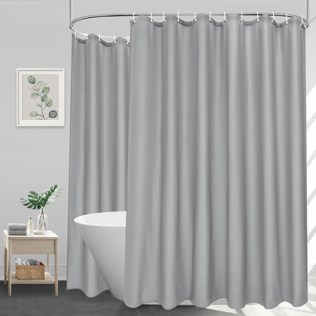 EurCross Extra Breite Duschvorhang 300x200cm für das Badezimmer, Grau Textile Wasserdicht Dusch Vorh