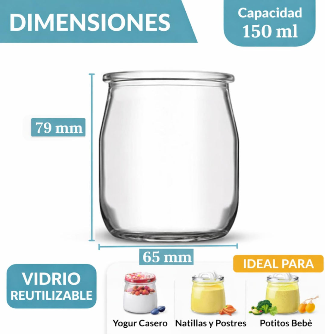 12 Joghurt- und Dessertgläser aus Glas mit Metalldeckel, 150 ml, Glasbehälter für Joghurt, Pudding,