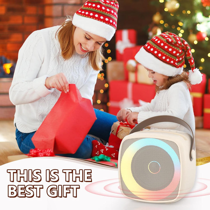 Karaoke Maschine 2 Mikrofone für Jungen Mädchen, tragbare Bluetooth-Lautsprecher mit dynamischen Lic