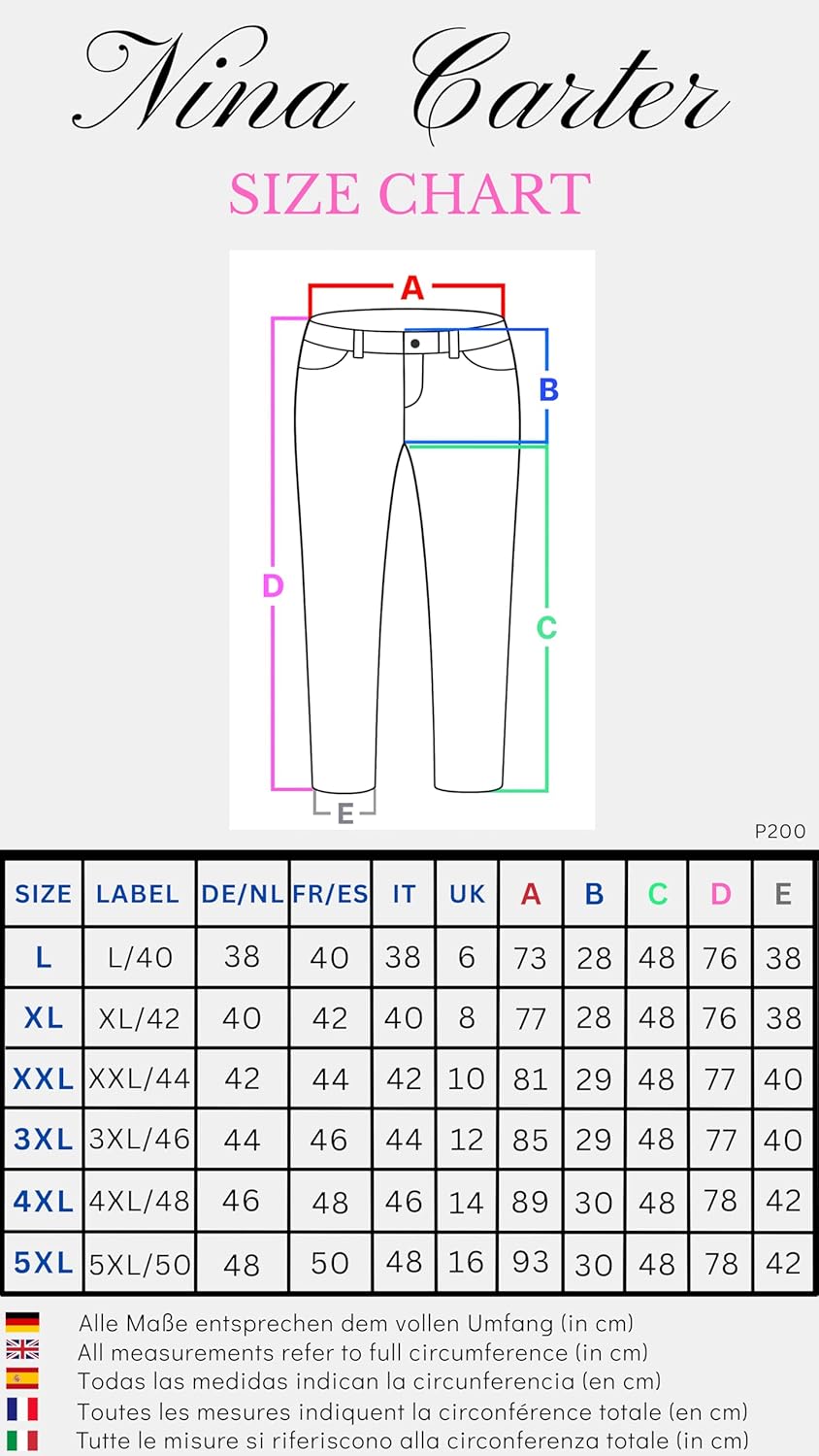 Nina Carter P200 Damen Capri Jeanshosen Grosse Grössen HIGH Waist Jeans Sommer Hose Used-Look 44 Gro