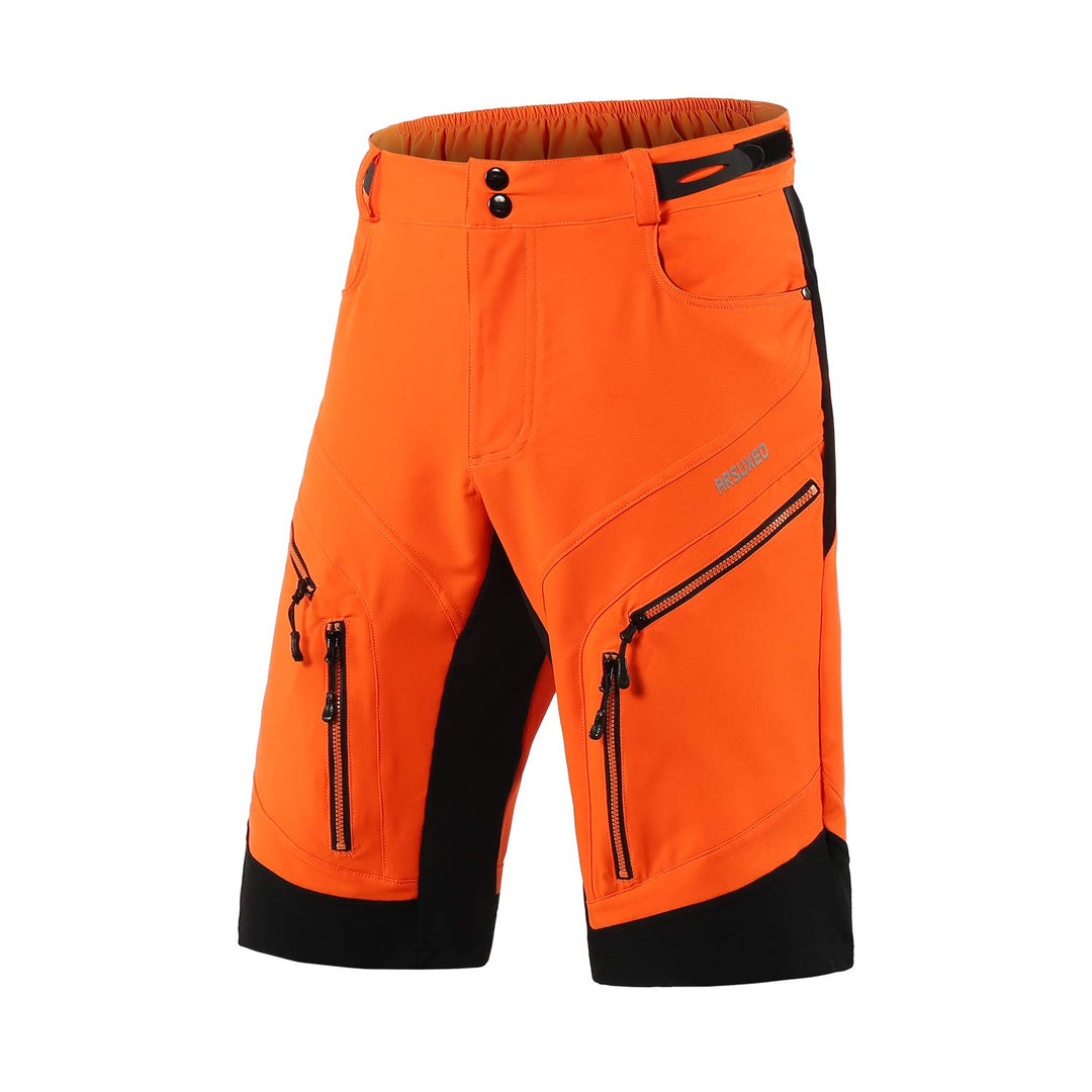 ARSUXEO Radhose Herren MTB Shorts ohne Polsterung Radfahren Shorts Klassisch Wasserdicht 1903 Orange