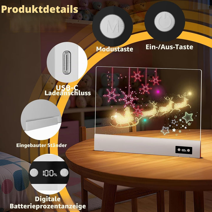 16 Zoll LED Zeichenbrett, Wiederaufladbares Leuchtpult mit 1500mAh Akku, Prozentanzeige, 12 Modi Leu