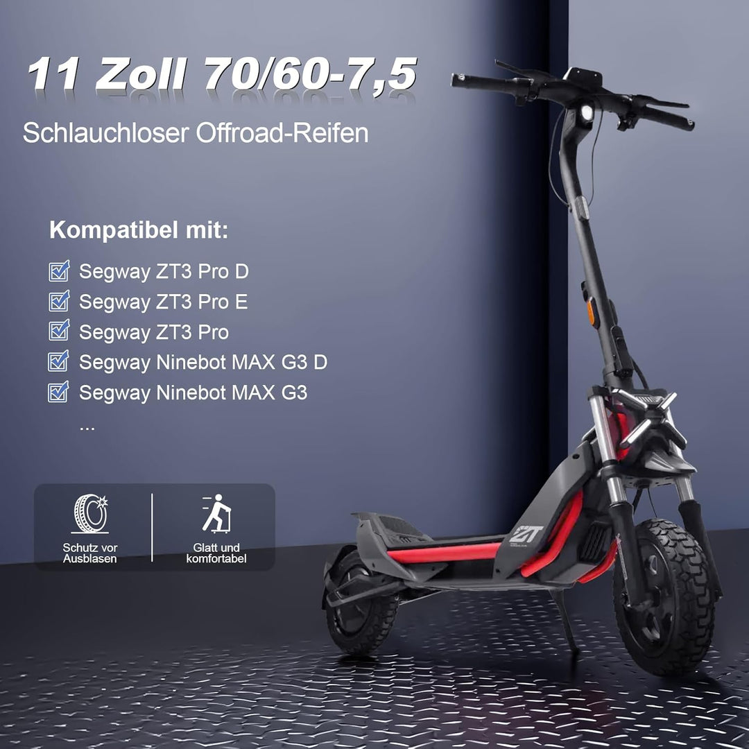 70/60-7,5 Schlauchloser Reifen für Segway Ninebot ZT3 Pro/ProE/ProD,11 Zoll Tubeless Reifen,Verdickt