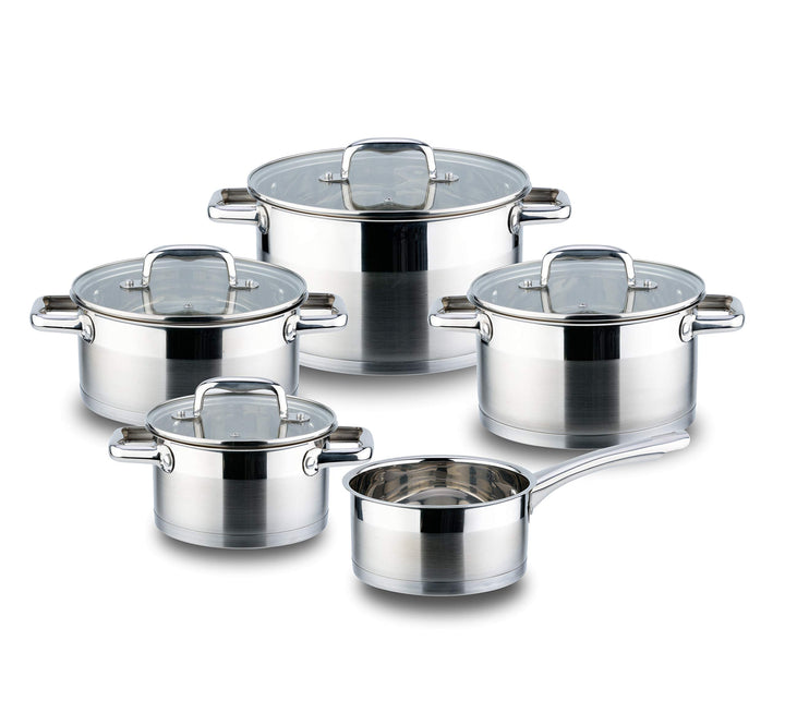 Linnuo Topfset Induktion Kochtopf Set Edelstahl Töpfe mit Glasdeckel für alle Herde inkl Induktionsh