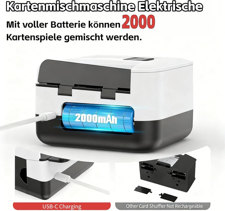 Kartenmischmaschine Elektrische - Automatischer Mischmaschine Karten, Kartenmischgerät für 1-2 Decks