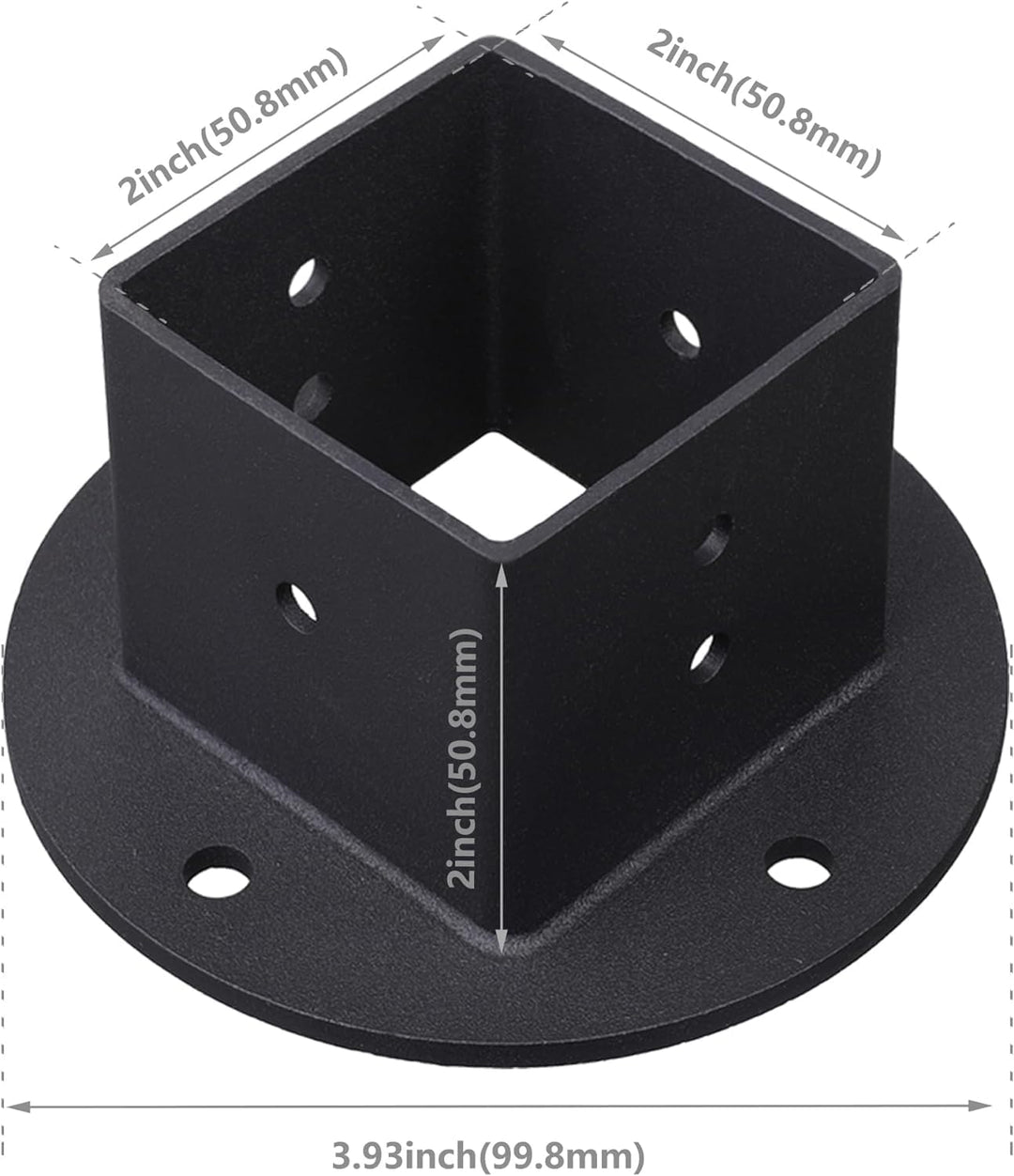 VANROUG 2Pcs 2x2 Square Fence Pole Flange Base Pergola Post Base Brackets kit,Heavy Duty Black Wall