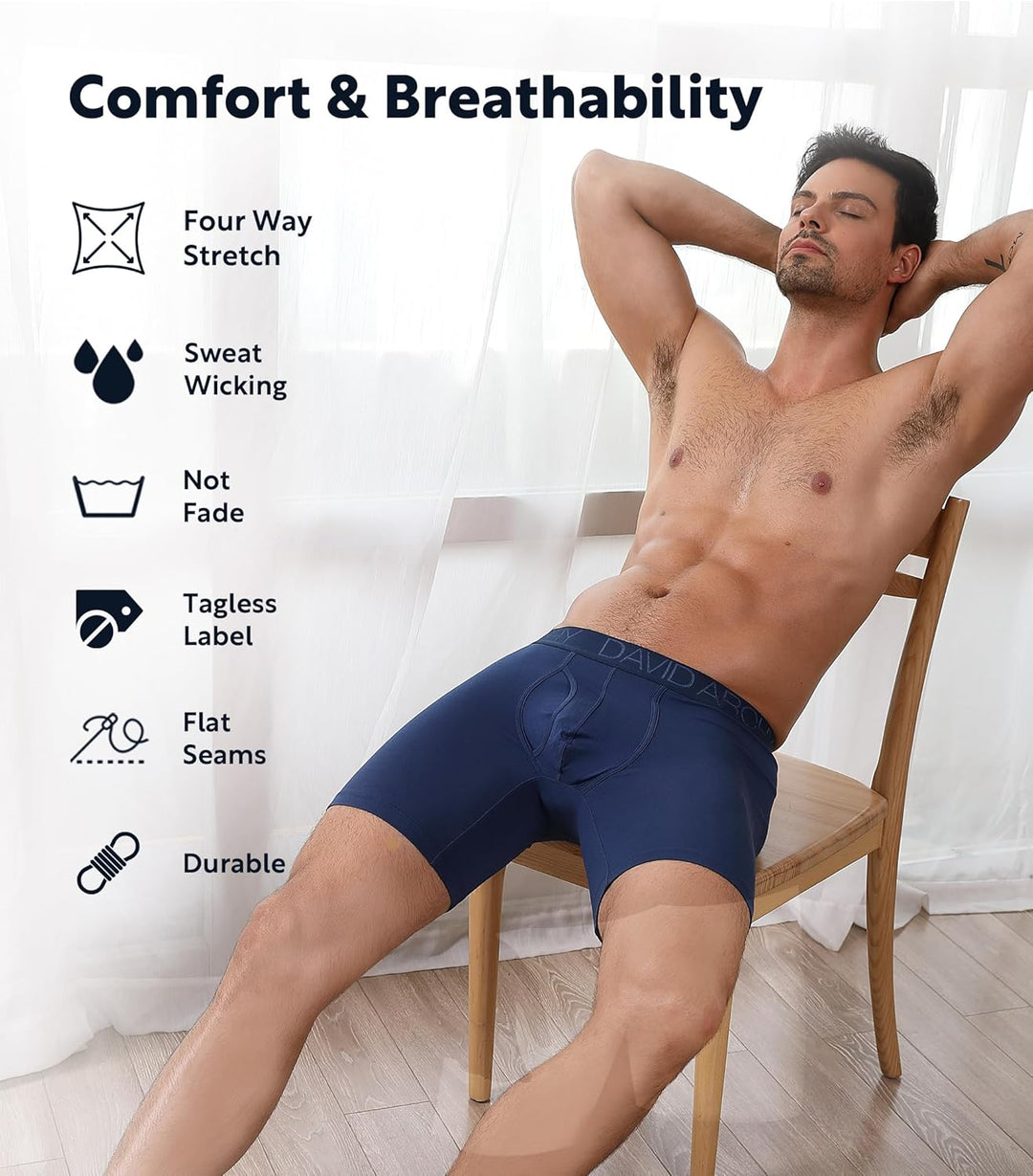 DAVID ARCHY Bambus Boxershorts Herren Unterhosen Männer Boxershorts, Weich, Hautfreundlich und Luftd
