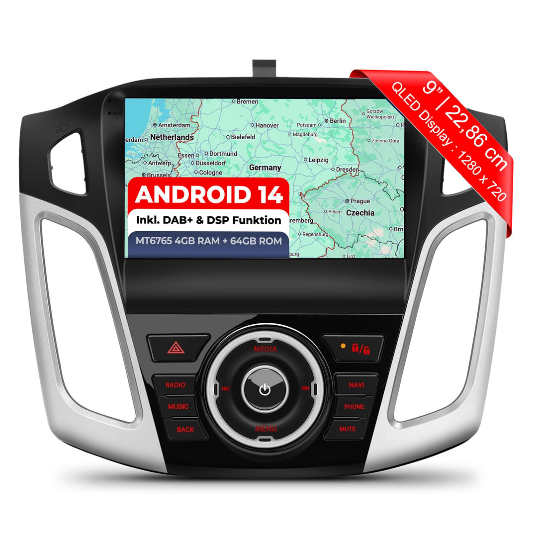M.I.C. AF9-L2 Android 14 Autoradio mit Navigation: MediaTek MT6765V, 4GB+64GB, 9 Zoll QLED Display,