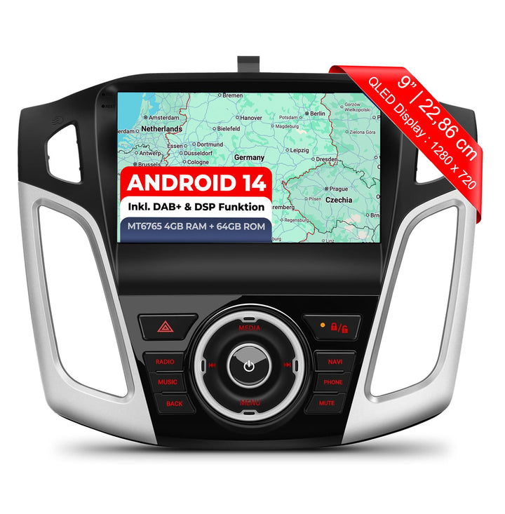 M.I.C. AF9-L2 Android 14 Autoradio mit Navigation: MediaTek MT6765V, 4GB+64GB, 9 Zoll QLED Display,