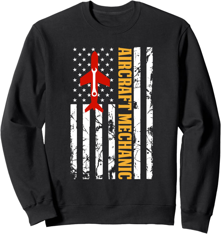 Aircraft Mechanic Funny Tools Amerikanische Flagge Sweatshirt