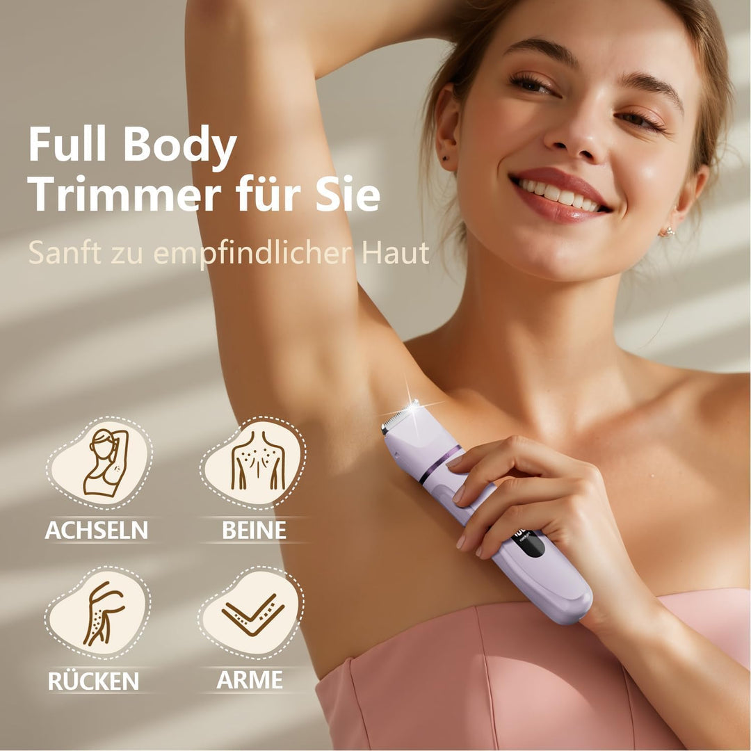 Intimrasierer für Frauen, Rasierer Damen Intimbereich Sanft, 2 in 1 Elektrischer Damenrasierer, Biki