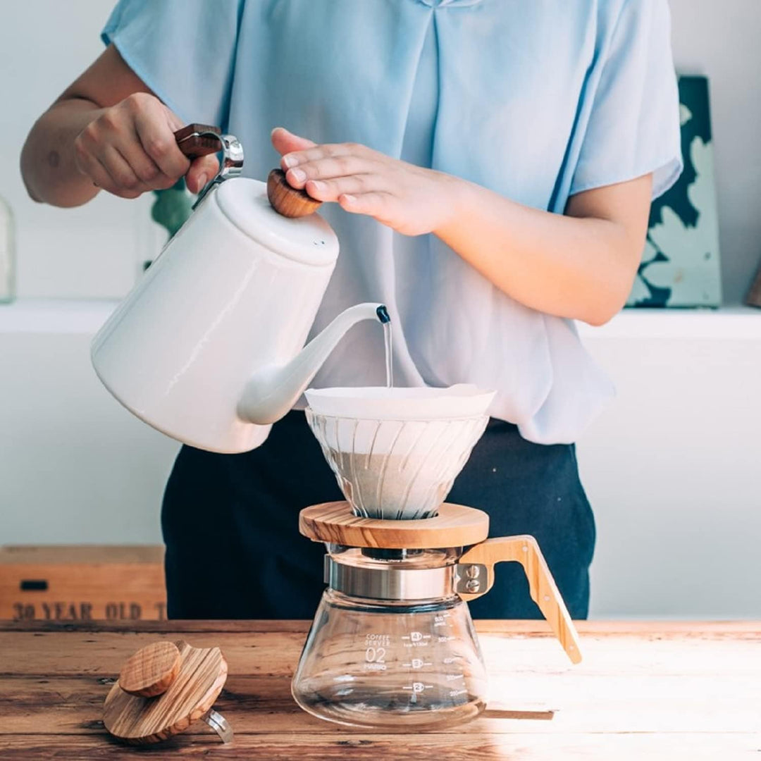 HARIO VDGR-01-OV V60 Hitzebeständiges Glas Transparent Kaffee-Tropfer Olivenholz 01 Kaffee-Drip für