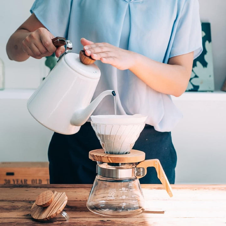 HARIO VDGR-01-OV V60 Hitzebeständiges Glas Transparent Kaffee-Tropfer Olivenholz 01 Kaffee-Drip für