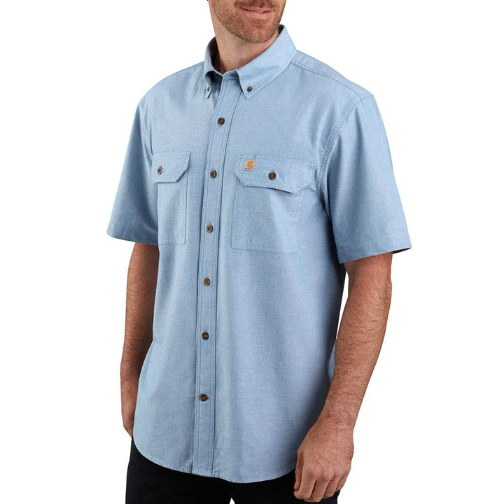 Carhartt Herren Loose Fit Midweight Chambray Short Sleeve Shirt S Blue Chambray, S Blue Chambray