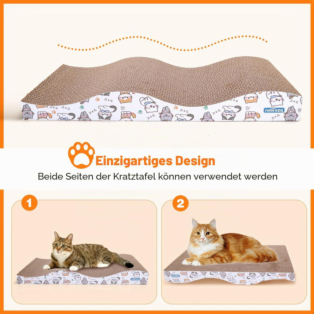 Nobleza 2 Stücke Katzen kratzbrett mit Minze, Wellpappe Kratzmatten, Recycelbar Qualitäts-Pappe Krat