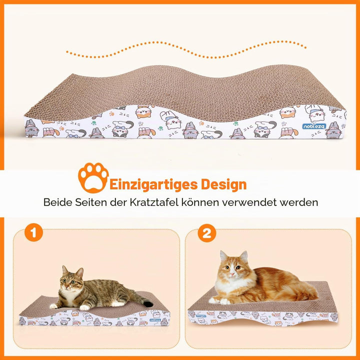 Nobleza 2 Stücke Katzen kratzbrett mit Minze, Wellpappe Kratzmatten, Recycelbar Qualitäts-Pappe Krat