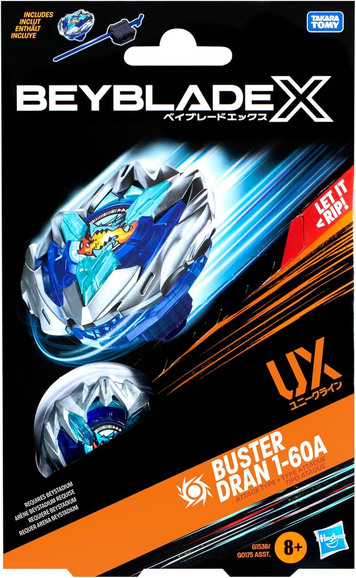 Hasbro Beyblade X Buster Dran 1-60A UX Starter Pack, Kreisel und Starter BUSTER DRAN 1 & LAUNCHER UX