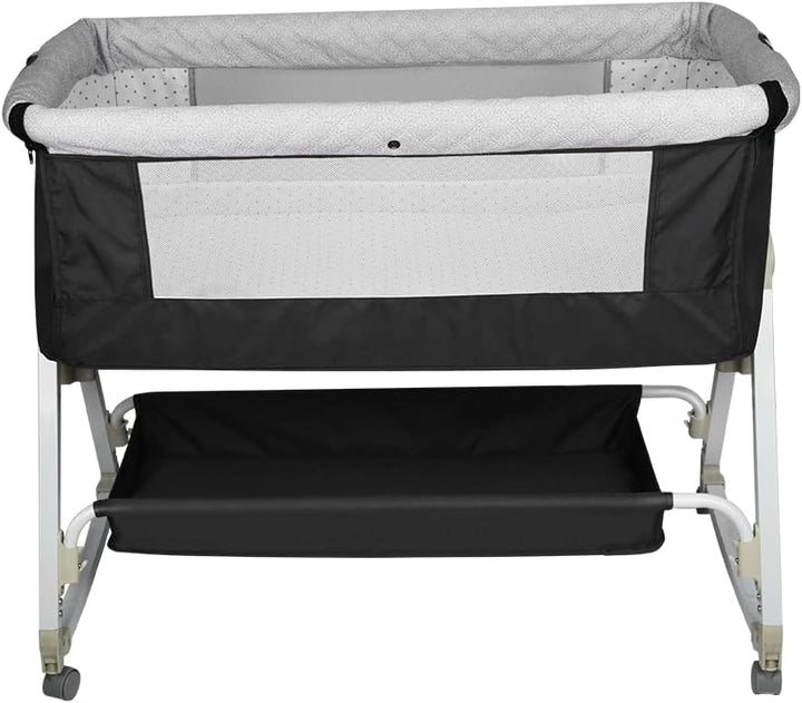 Babybett, 6-stufig Höhenverstellbar,Wiege mit Matratze und Moskitonetz, Mobile Babywiege für Neugebo
