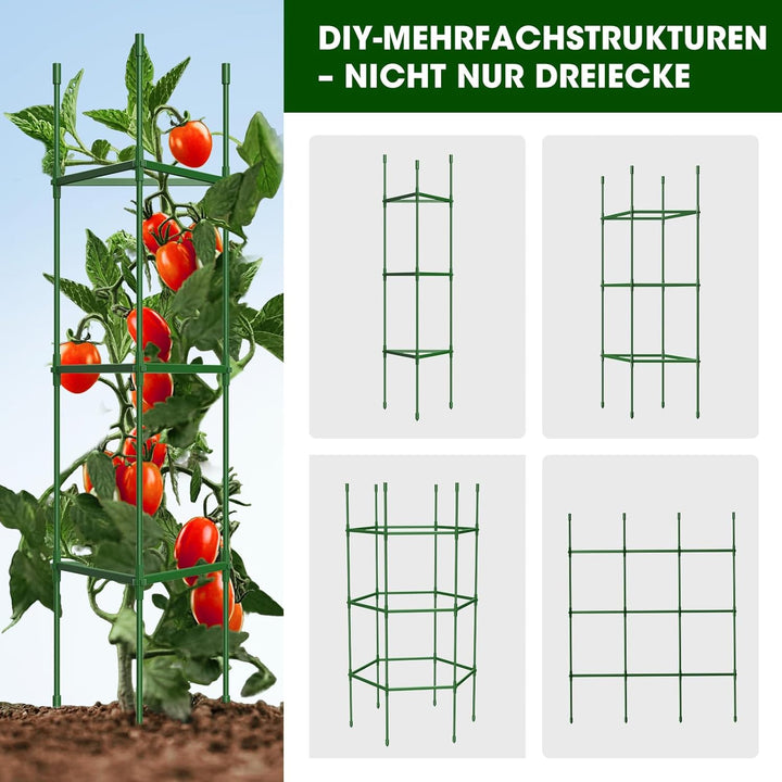 Tomaten Rankhilfe 6 Stück,bis zu 130 cm hohe Tomatenturm-Spaliere – Verbesserte Sechskantverbinder,