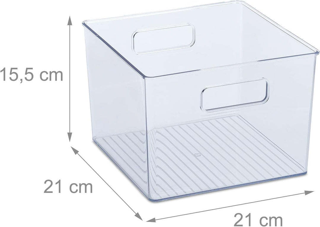 Relaxdays 3 x Kühlschrank Organizer, Aufbewahrung von Lebensmitteln, HxBxT: 15,5 x 21 x 21 cm, Küche