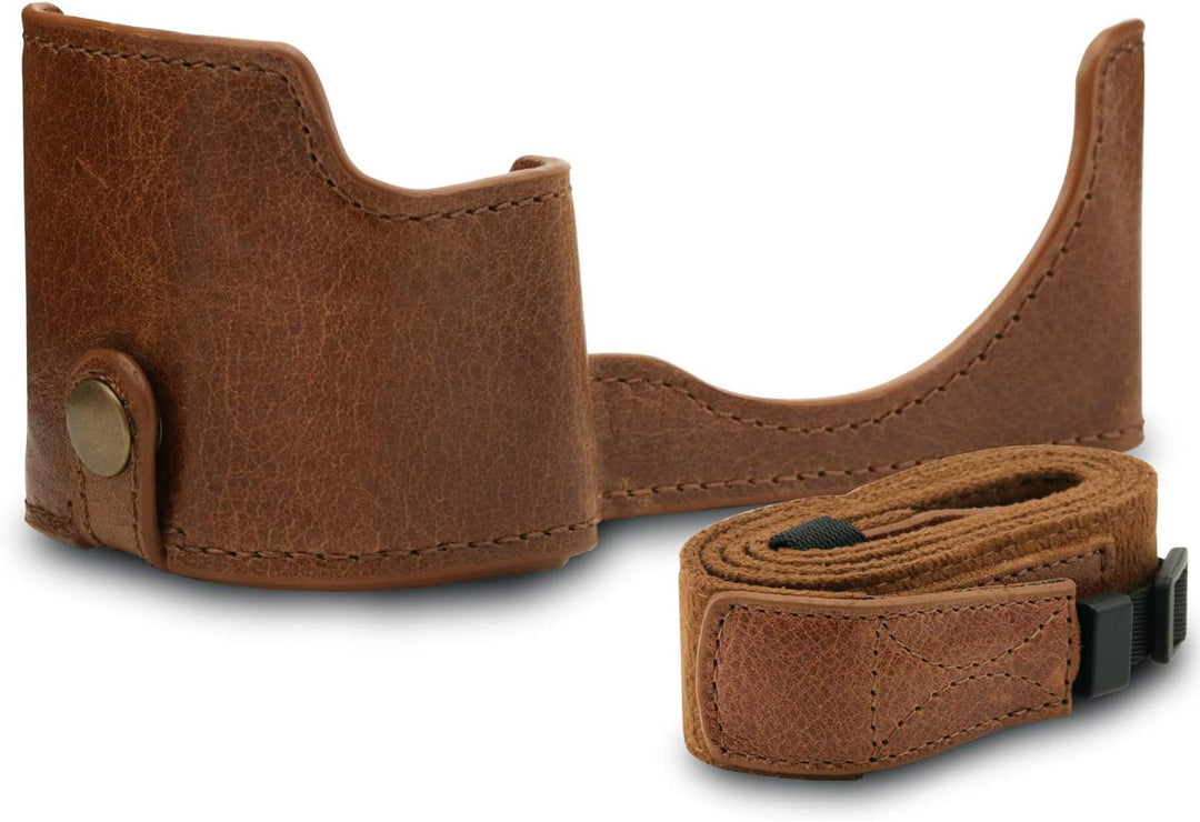 MegaGear MG1642 Ever Ready Kameratasche, Echtleder, kompatibel mit Sony Alpha A6100, A6400 - Braun,