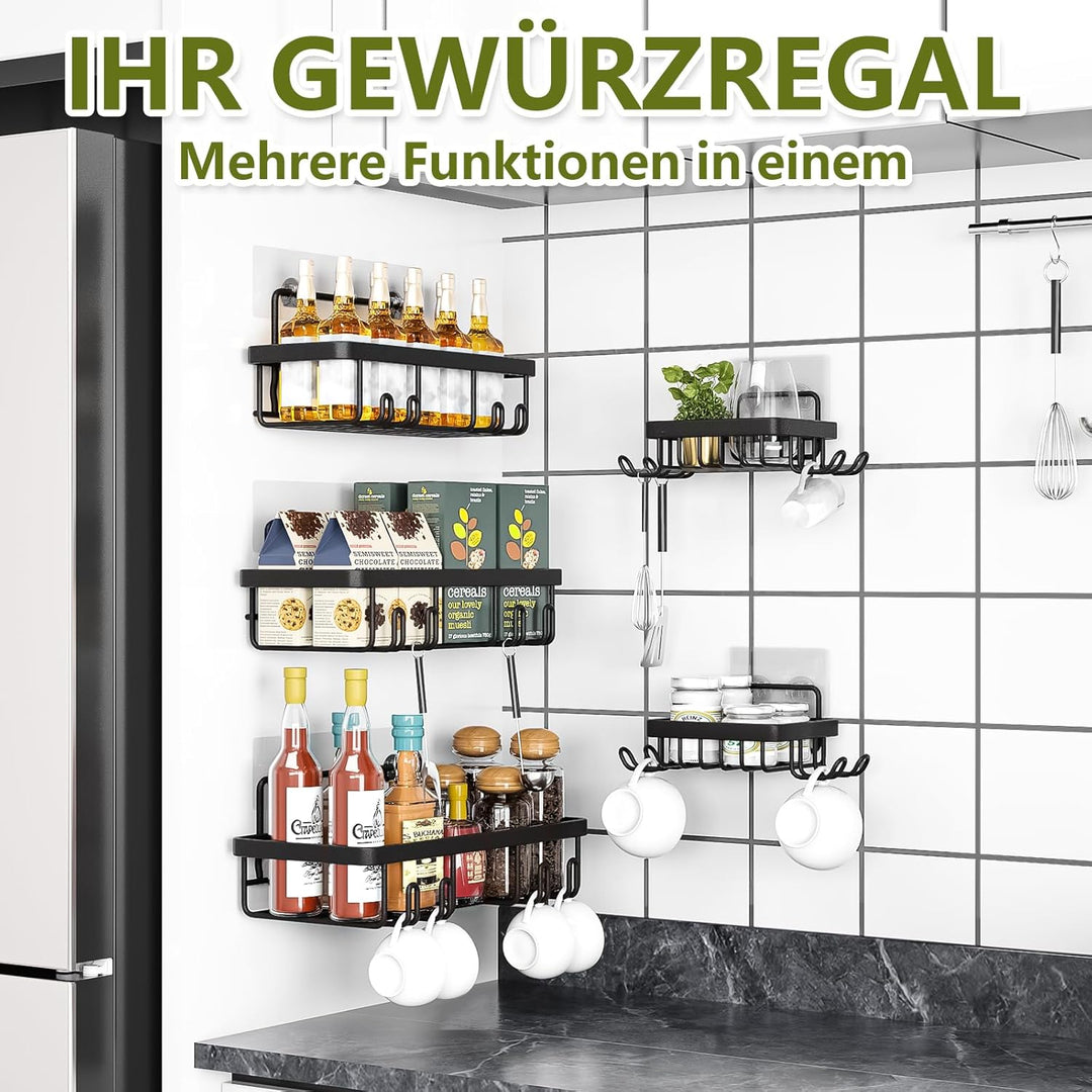 TGNISI Duschablage Ohne Bohren 5 Set mit Seifenhalter Badezimmer Regal Badezimmer Organizer Schwarz