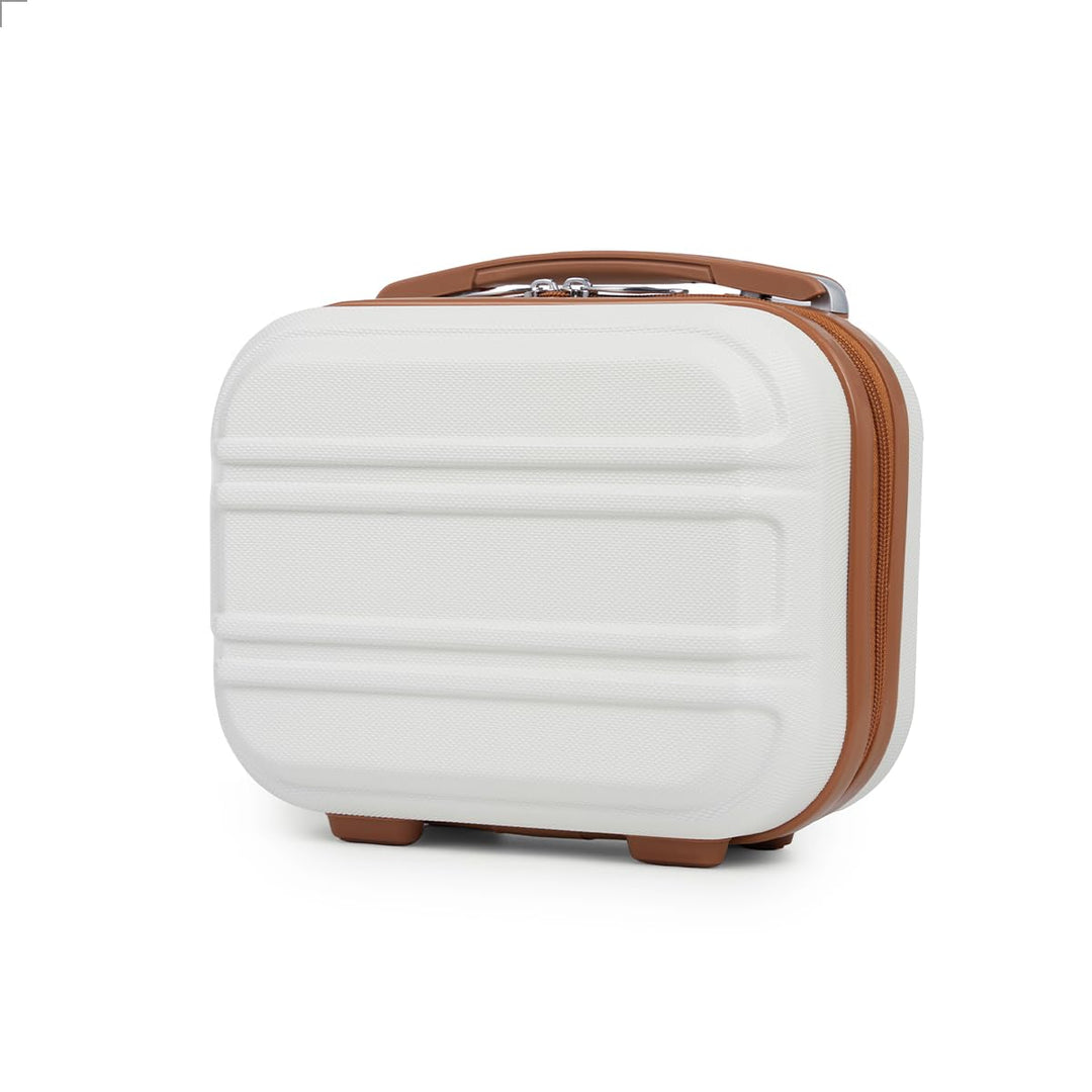 KONO Kosmetikkoffer Hartschale Klein Beautycase Damen Handgepäck, 28x21x15cm (Cremeweiss)